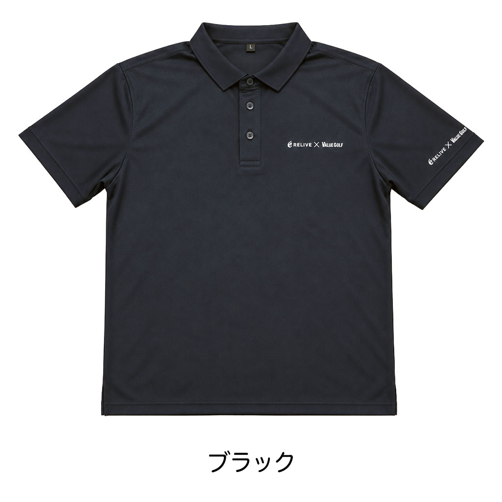 バリューゴルフ×リライブ コラボポロシャツ ブラック 商品正面