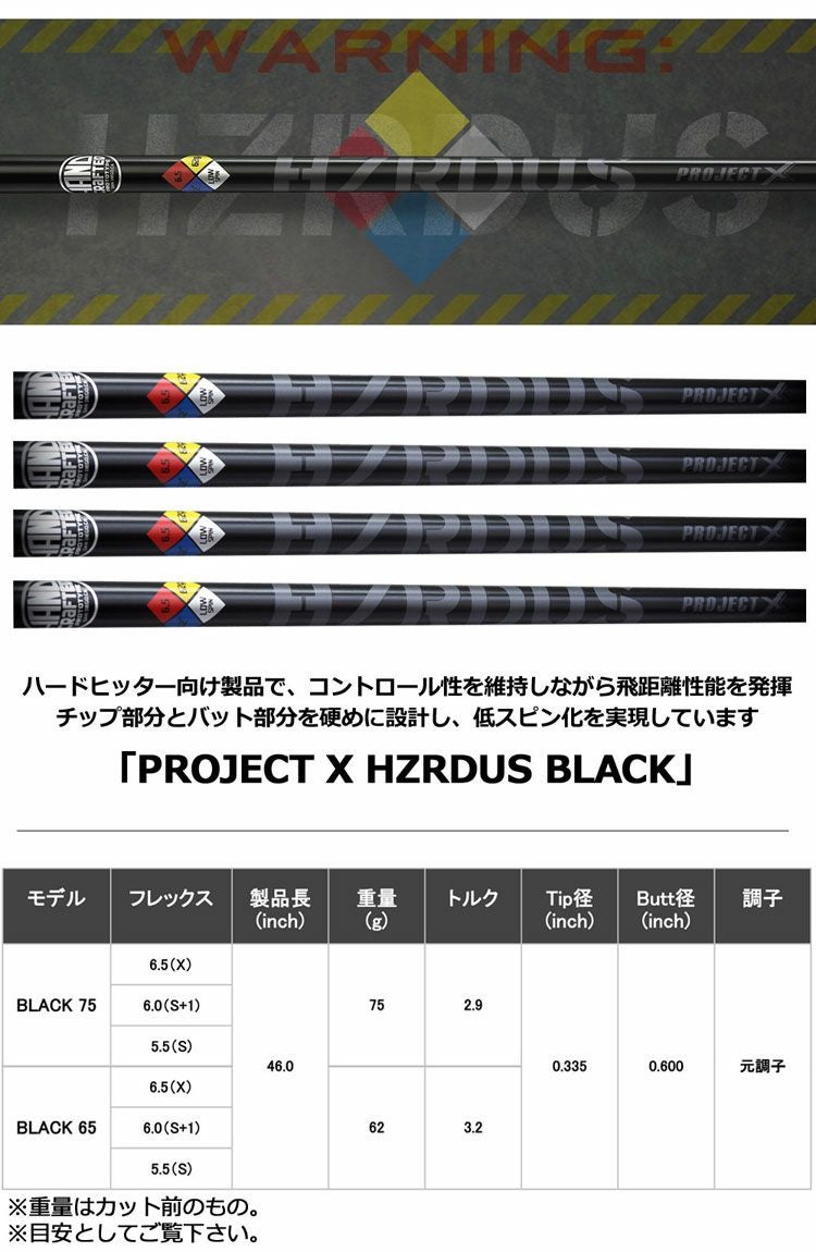 タイトリストスリーブ付きシャフトProjectXHZRDUSBLACK(TSR／TSi／TS／917／915／913／910)