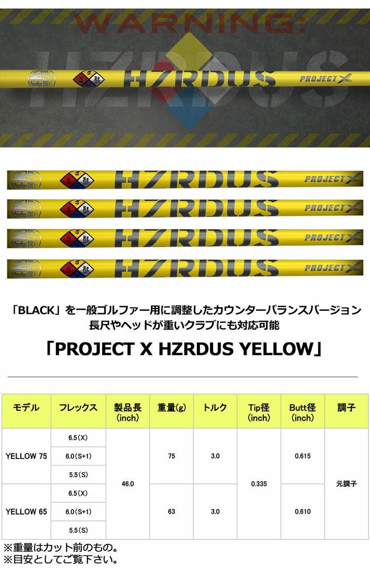 タイトリストスリーブ付きシャフトProjectXHZRDUSYELLOW(TSR／TSi／TS／917／915／913／910)