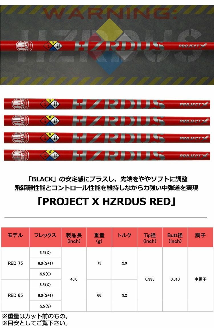 タイトリストスリーブ付きシャフトProjectXHZRDUSRED(TSR／TSi／TS／917／915／913／910)