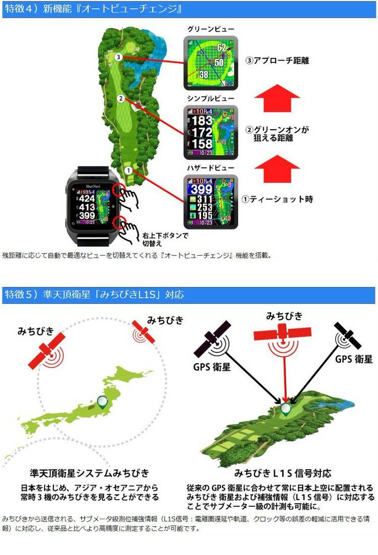 ショットナビ Hug Beyond 腕時計型 GPS ゴルフナビ 日本正規品 処分