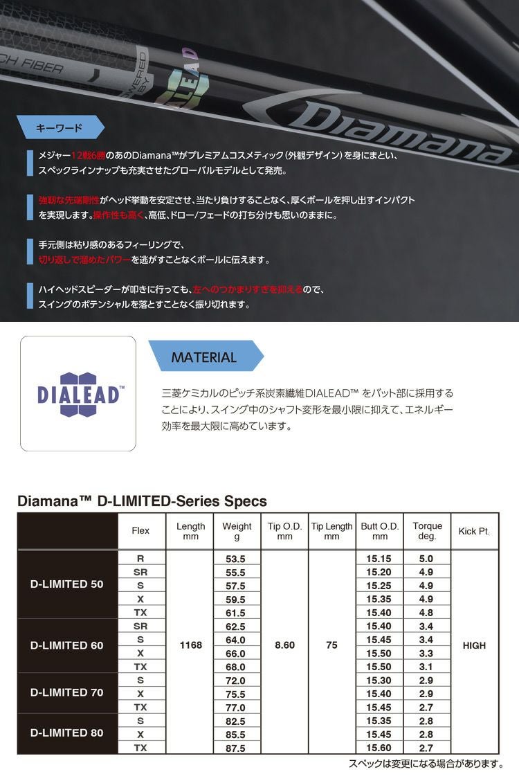 毎日発送】三菱ケミカル Diamana D-LIMITED グローバルモデル ウッド用