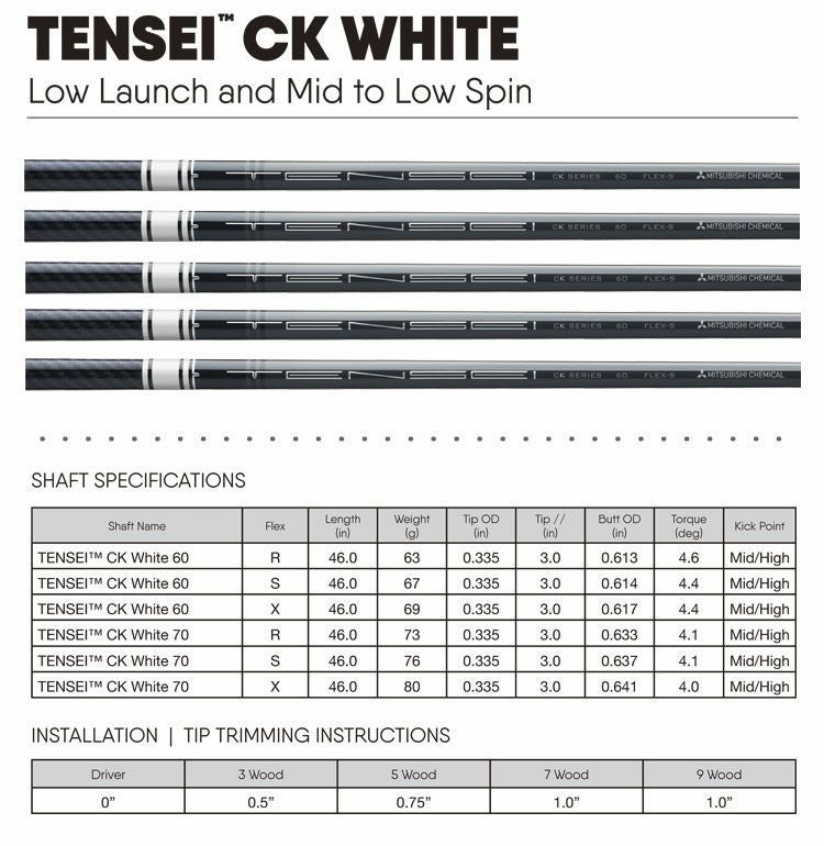 タイトリストスリーブ付きシャフトTENSEICKWHITE(TSR／TSi／TS／917／915／913／910)