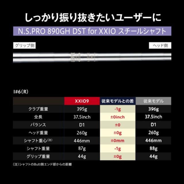 ダンロップゼクシオナインXXIO9アイアンNS890シャフト装着