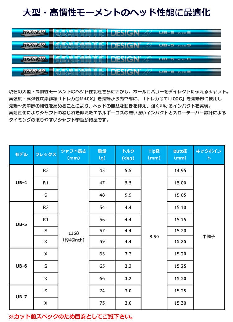 スリクソン スリーブ付きシャフト TourAD UB (ZX7,5／Z785／Z765／Z565