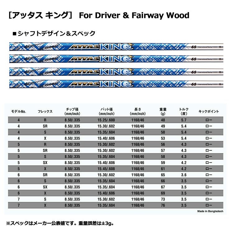アッタス　キング6 コブラスリーブ コブラ スリーブ付きシャフト ATTAS13 KING アッタスキング (RADSPEED