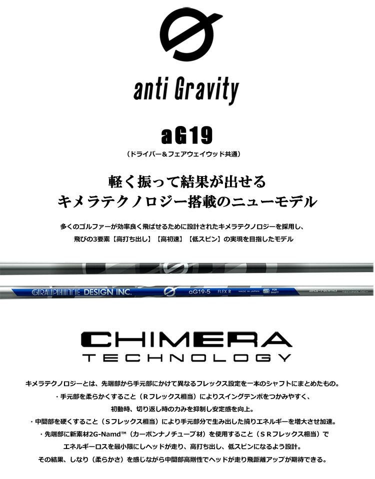 タイトリストスリーブ付きシャフトグラファイトデザインGシリーズaG19(TSR／TSi／TS／917／915／913／910)