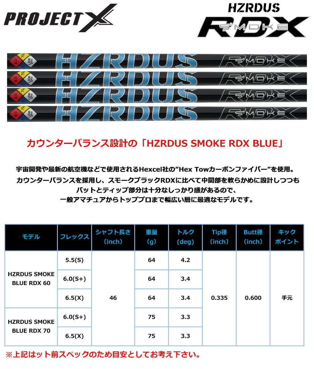 プロギア PRGR スリーブ付きシャフト プロジェクトX HZRDUS スモーク