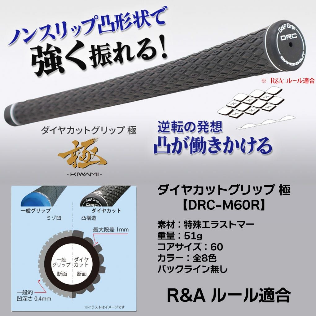 ダイヤカットグリップ 極 -KIWAMI- グリップ バックライン無 R&Aルール