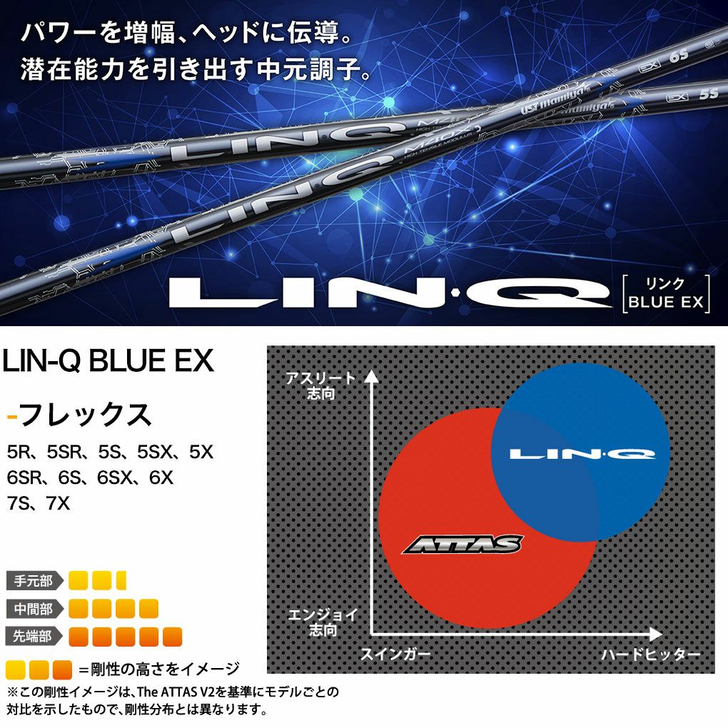 USTマミヤ LIN-Q BLUE EX (リンク ブルー EX) カーボンシャフト単品
