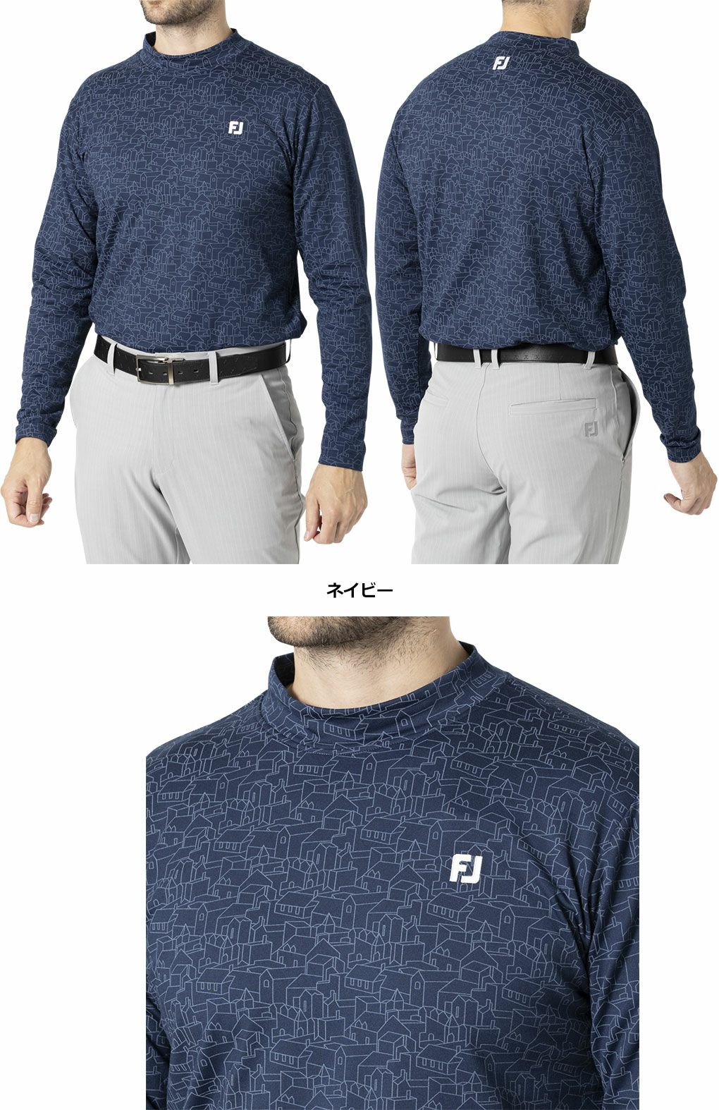 フットジョイ FOOTJOY メンズ 起毛スコティッシュプリント 長袖モック