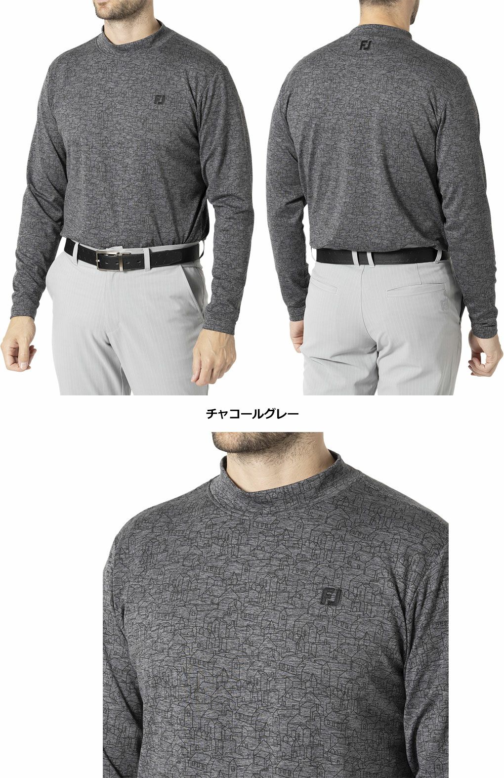 フットジョイFOOTJOYMEN'S起毛スコティッシュプリント長袖モックネックシャツメンズFJ-F24-S17ゴルフウェアゴルフ2024秋冬モデル日本正規品