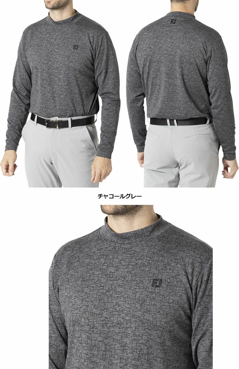 フットジョイFOOTJOYMEN'S起毛スコティッシュプリント長袖モックネックシャツメンズFJ-F24-S17ゴルフウェアゴルフ2024秋冬モデル日本正規品