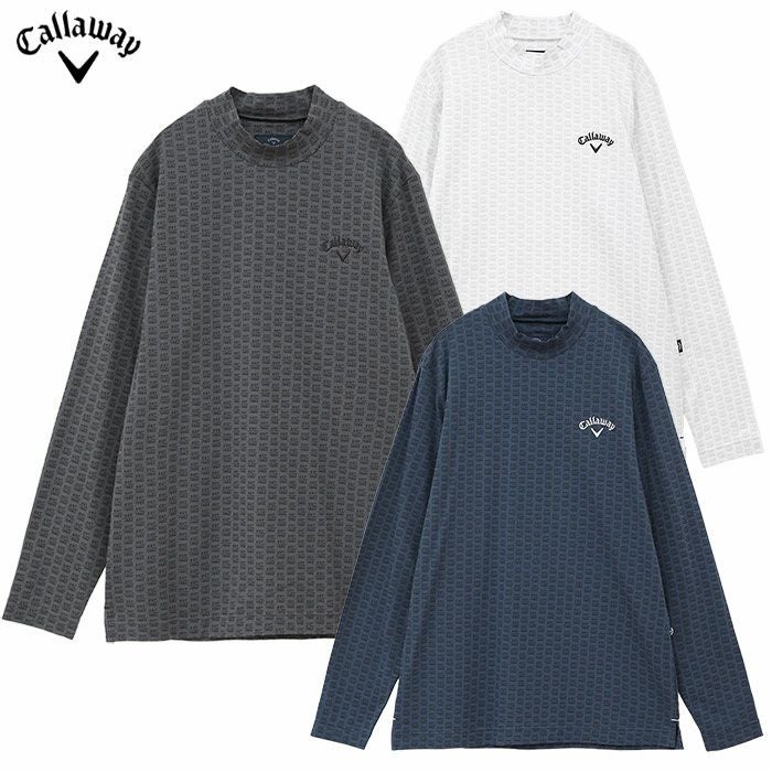 キャロウェイロゴプリントストレッチ天竺モックネックシャツC24233106メンズCallawayゴルフウェア2024秋冬モデル日本正規品