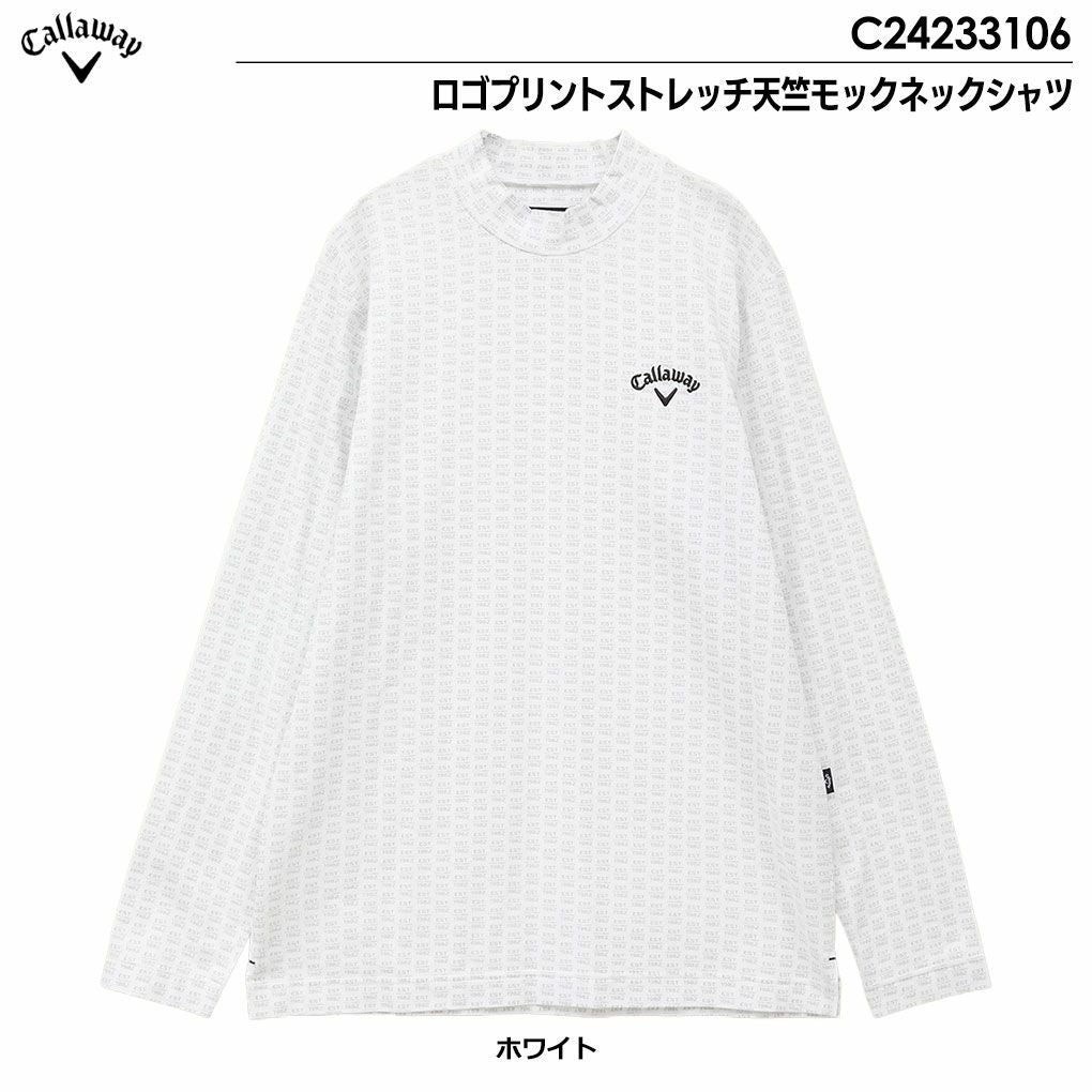 キャロウェイロゴプリントストレッチ天竺モックネックシャツC24233106メンズCallawayゴルフウェア2024秋冬モデル日本正規品