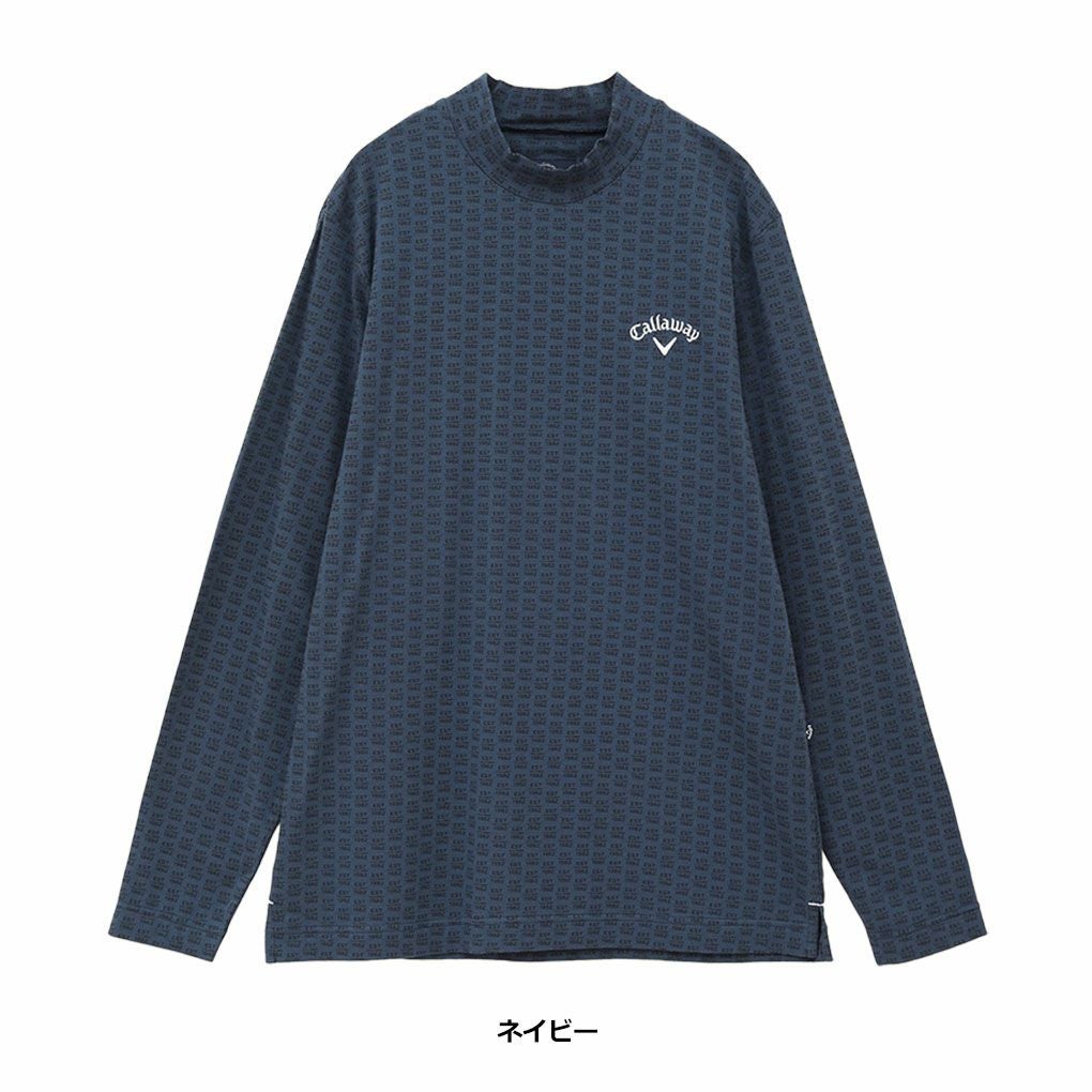 キャロウェイロゴプリントストレッチ天竺モックネックシャツC24233106メンズCallawayゴルフウェア2024秋冬モデル日本正規品
