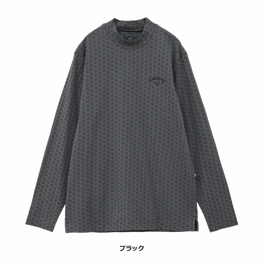 キャロウェイロゴプリントストレッチ天竺モックネックシャツC24233106メンズCallawayゴルフウェア2024秋冬モデル日本正規品