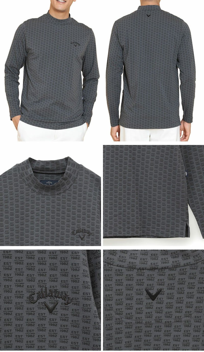 キャロウェイロゴプリントストレッチ天竺モックネックシャツC24233106メンズCallawayゴルフウェア2024秋冬モデル日本正規品