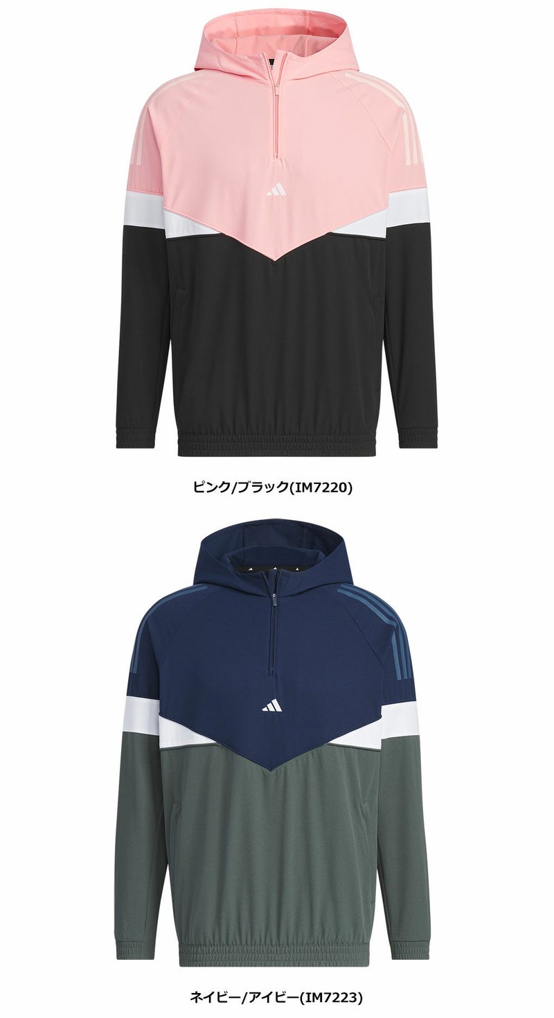 アディダスツイストウィーブアーカイブデザインサイドジップ付きハーフジップ長袖フーディーJSC10メンズゴルウェア2024秋冬モデルadidas日本正規品