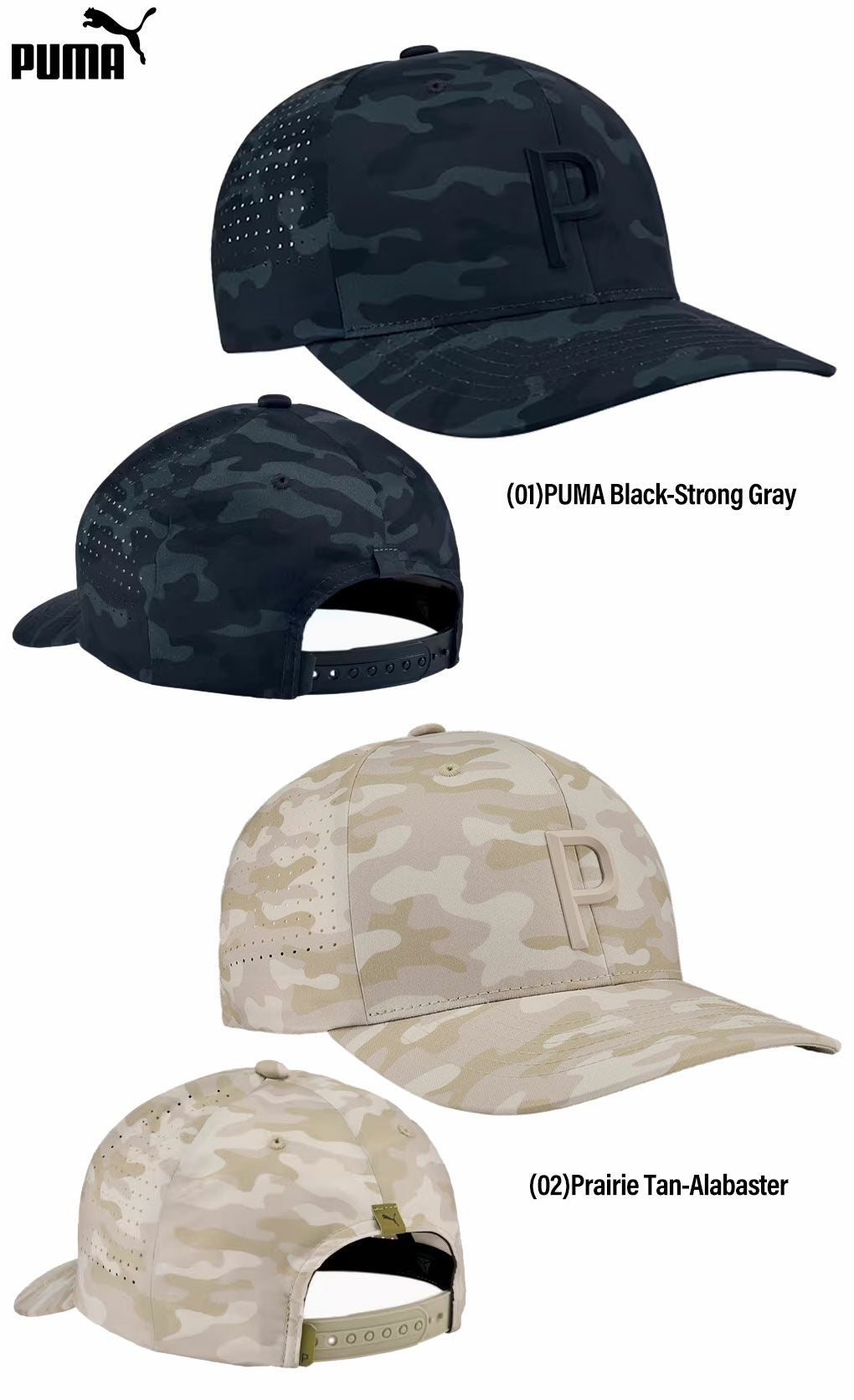 プーマゴルフカモテックPスナップバックキャップ025434メンズゴルフキャップ帽子PUMA2024秋冬モデル日本正規品