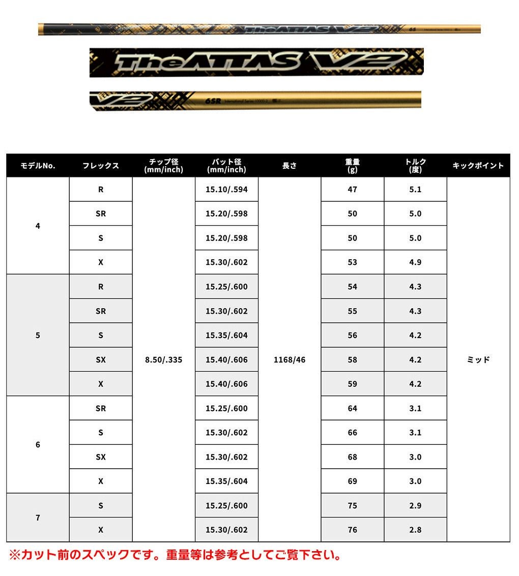 USTマミヤ 2024 The ATTAS V2 GOLD ver. （アッタス ブイツー ゴールド