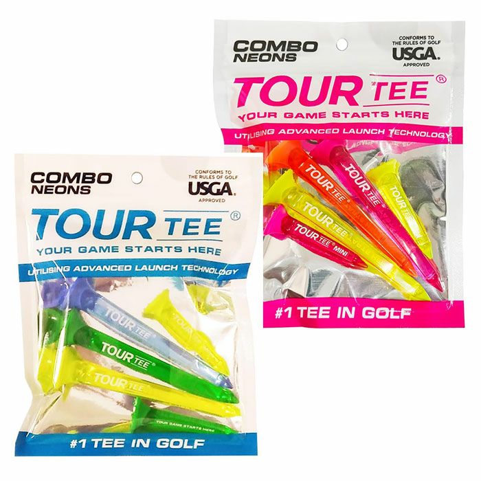 TOUR TEE COMBO NEONS 5本入り T-490 ツアーティー ゴルフ ティ...