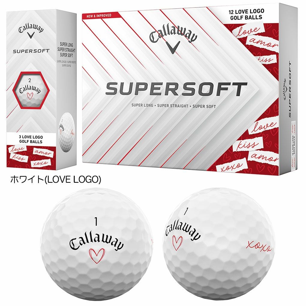 キャロウェイ2025SUPERSOFTVALENTINELOVELOGOゴルフボール1ダース(12球入)2ピース2025年モデルゴルフゴルフボール