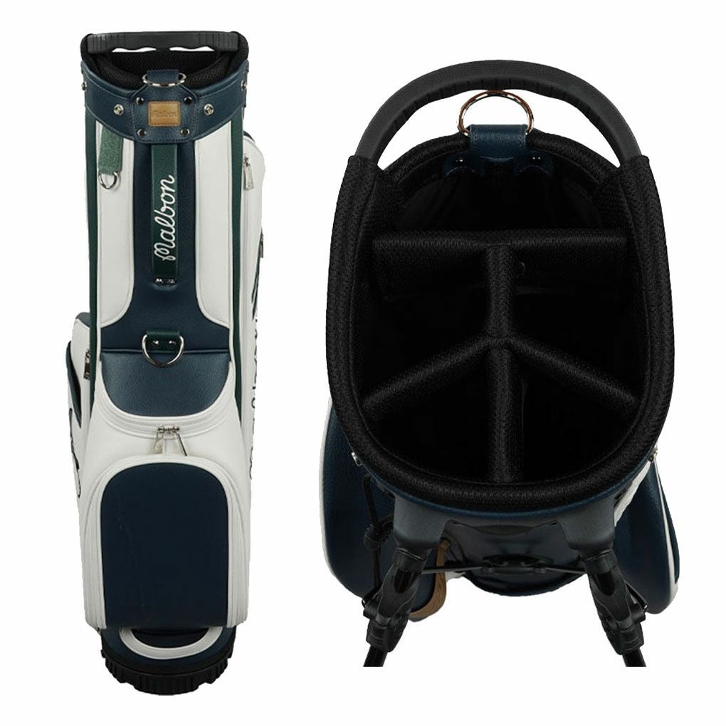 マルボンMalbonGolfキャディバッグEvergreenStandBagグリーン/ネイビー5分割トップ2024年モデル