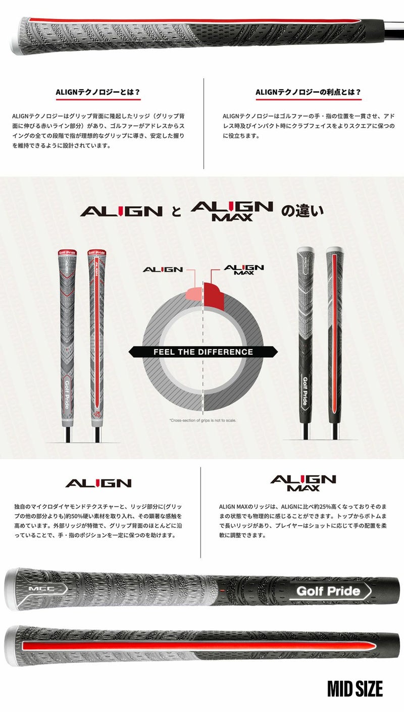 ゴルフプライドグリップMCCALIGNMAXミッドサイズバックライン有ウッド用GOLFPRIDE日本正規品