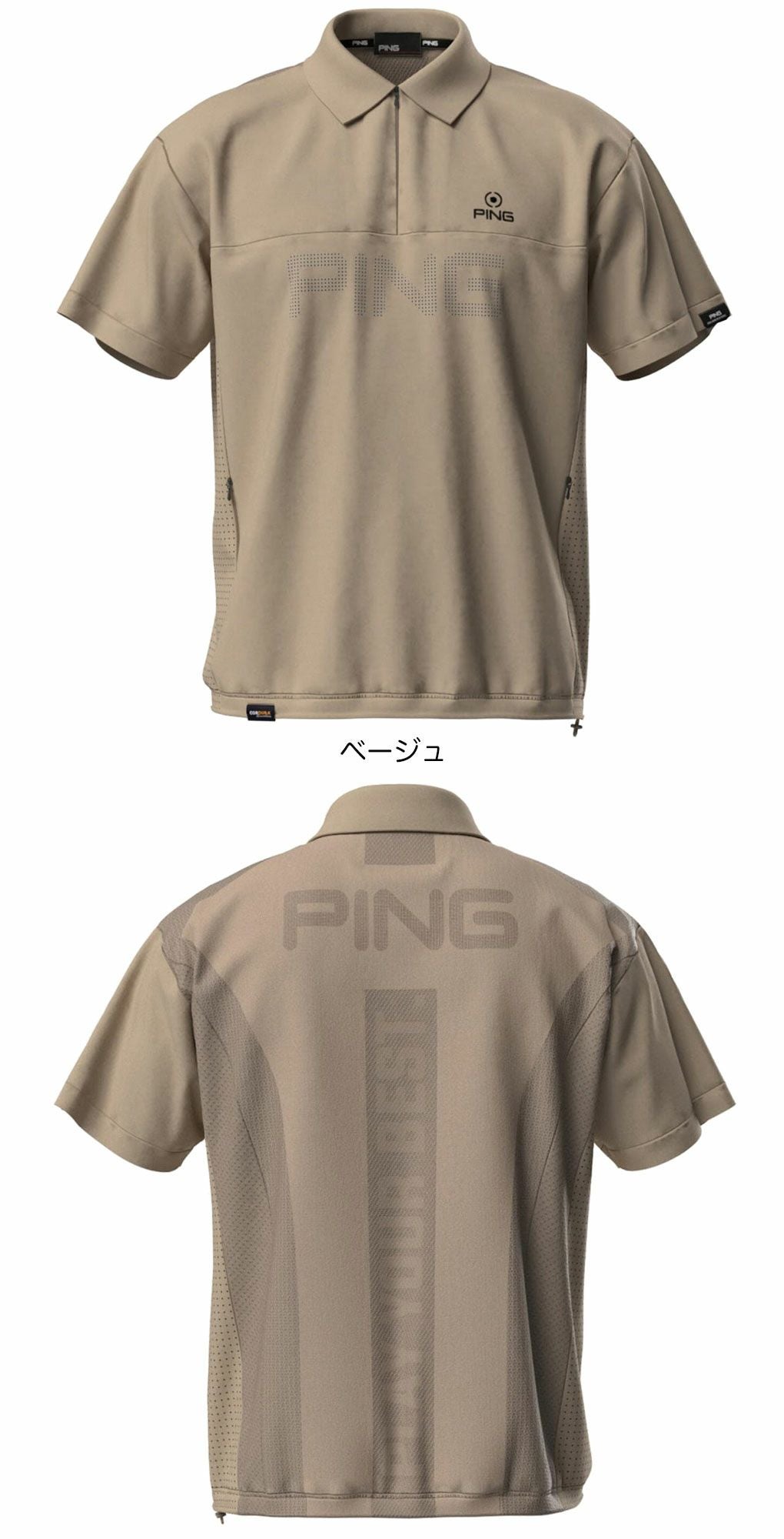 ピンPINGストレッチ布帛/メッシュジャガード半袖ハーフジップポロブルゾン621-5121203メンズゴルフウェア2025春夏モデル日本正規品