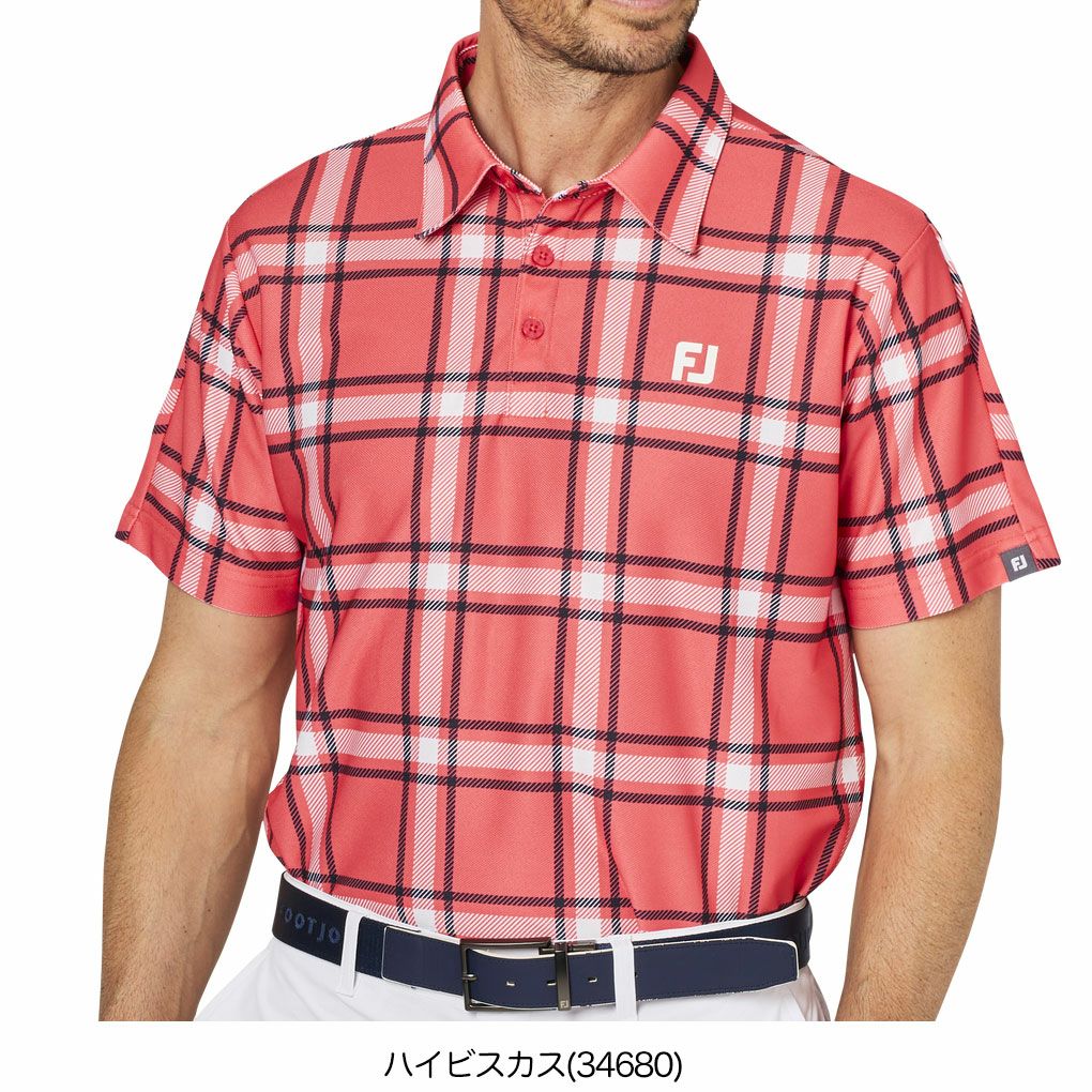 フットジョイ チェックプリント半袖鹿の子シャツ FJ-F25-S04 メンズ