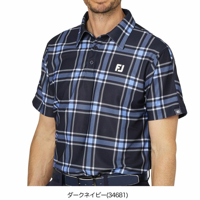 フットジョイチェックプリント半袖鹿の子シャツFJ-F25-S04メンズゴルフウェアFOOTJOY2025春夏モデル日本正規品