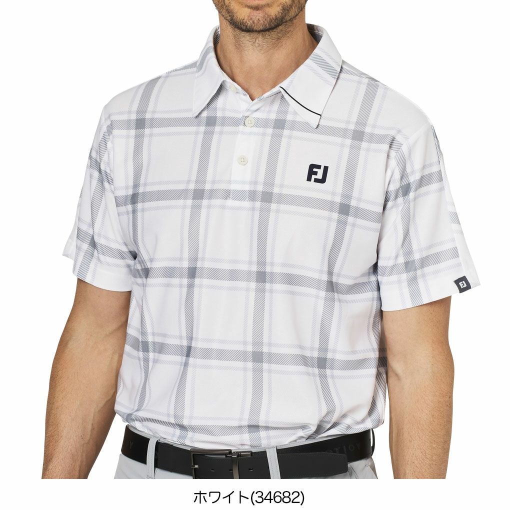 フットジョイチェックプリント半袖鹿の子シャツFJ-F25-S04メンズゴルフウェアFOOTJOY2025春夏モデル日本正規品