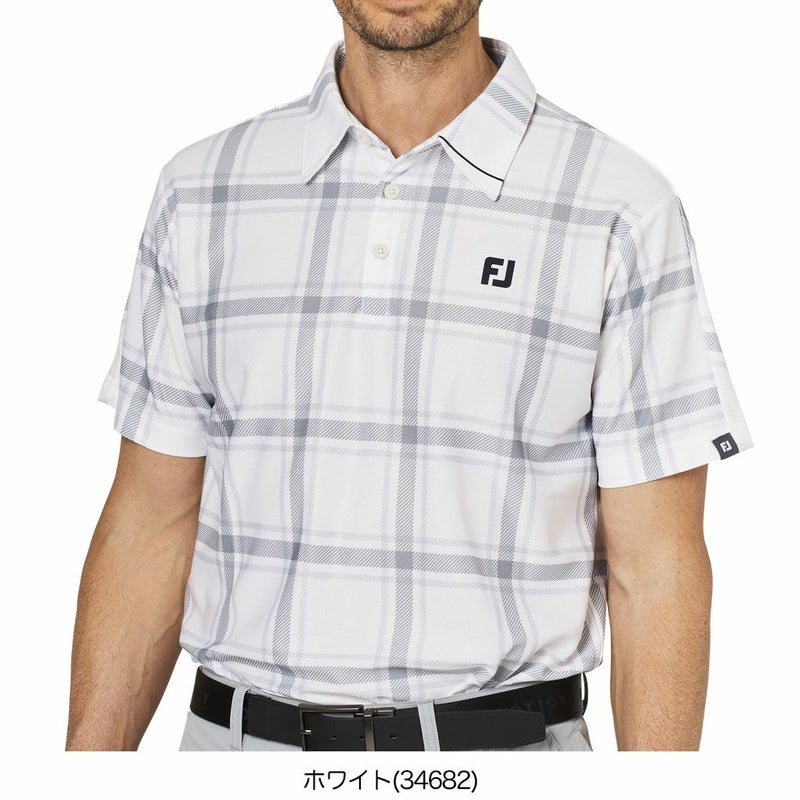 フットジョイチェックプリント半袖鹿の子シャツFJ-F25-S04メンズゴルフウェアFOOTJOY2025春夏モデル日本正規品