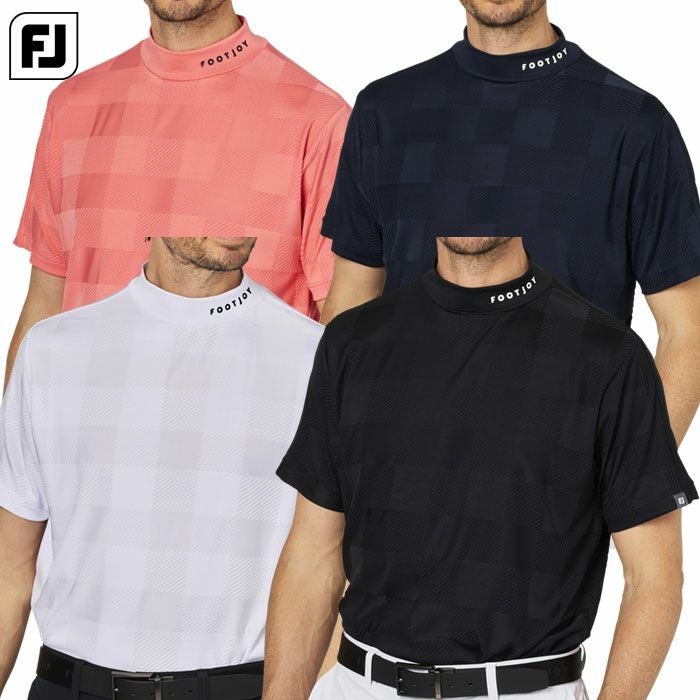 フットジョイチェックジャカード半袖モックネックシャツFJ-F25-S05メンズゴルフウェアFOOTJOY2025春夏モデル日本正規品