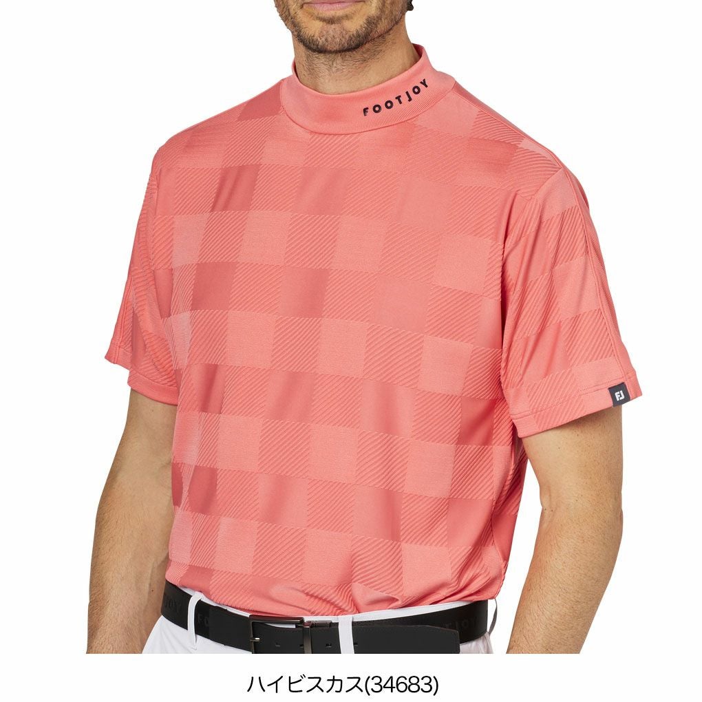 フットジョイチェックジャカード半袖モックネックシャツFJ-F25-S05メンズゴルフウェアFOOTJOY2025春夏モデル日本正規品