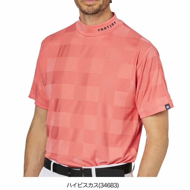 フットジョイチェックジャカード半袖モックネックシャツFJ-F25-S05メンズゴルフウェアFOOTJOY2025春夏モデル日本正規品