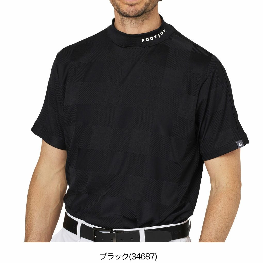 フットジョイチェックジャカード半袖モックネックシャツFJ-F25-S05メンズゴルフウェアFOOTJOY2025春夏モデル日本正規品