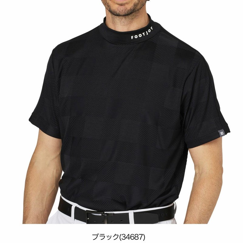 フットジョイチェックジャカード半袖モックネックシャツFJ-F25-S05メンズゴルフウェアFOOTJOY2025春夏モデル日本正規品
