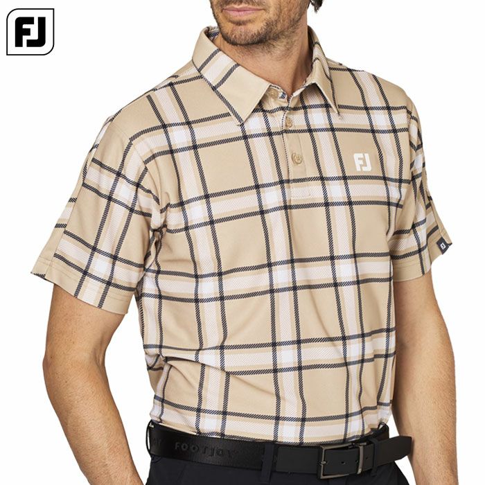 フットジョイチェックプリント半袖鹿の子シャツFJ-F25-S04メンズゴルフウェアFOOTJOY2025春夏モデル日本正規品