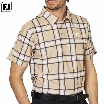 フットジョイチェックプリント半袖鹿の子シャツFJ-F25-S04メンズゴルフウェアFOOTJOY2025春夏モデル日本正規品