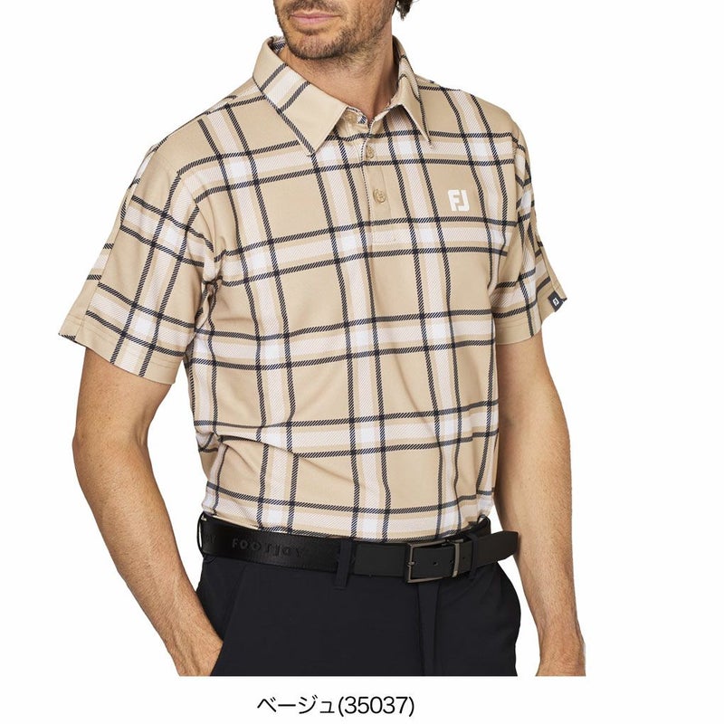 フットジョイチェックプリント半袖鹿の子シャツFJ-F25-S04メンズゴルフウェアFOOTJOY2025春夏モデル日本正規品