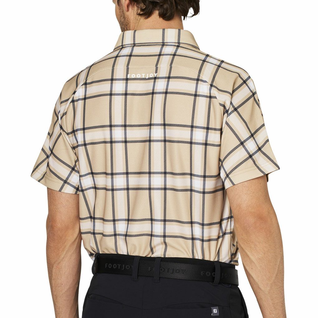 フットジョイチェックプリント半袖鹿の子シャツFJ-F25-S04メンズゴルフウェアFOOTJOY2025春夏モデル日本正規品