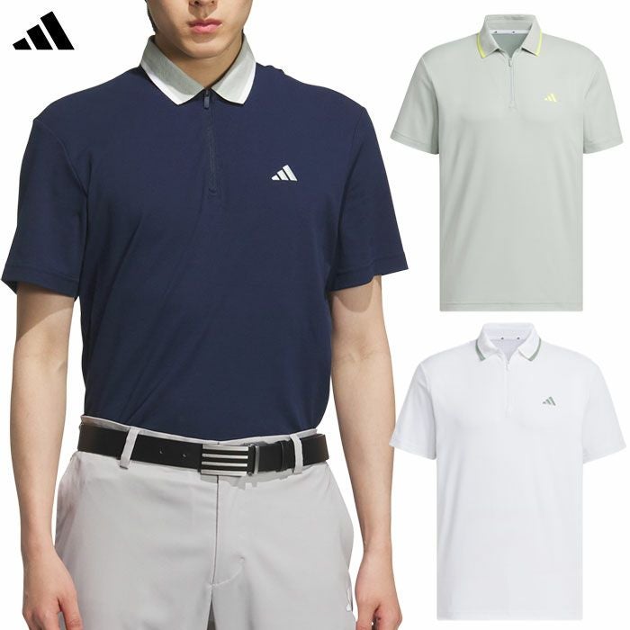 アディダスアディゼロツイストニット半袖ジップポロKUK69メンズゴルフウェアゴルフ2025春夏モデルadidas日本正規品