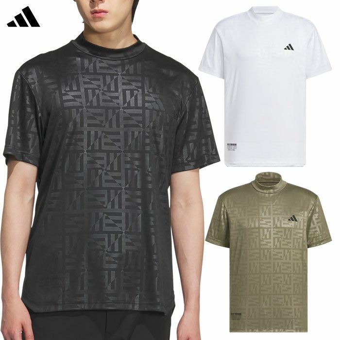 アディダスBOSロゴ柄デボスモックネック半袖シャツKVH25メンズゴルフウェアゴルフ2025春夏モデルadidas日本正規品