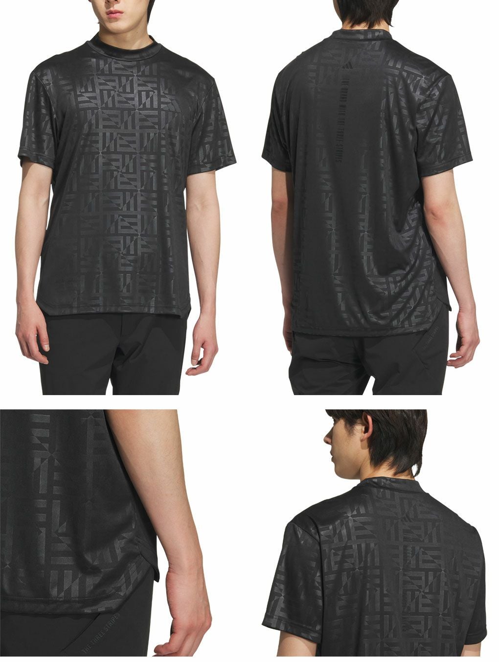 アディダスBOSロゴ柄デボスモックネック半袖シャツKVH25メンズゴルフウェアゴルフ2025春夏モデルadidas日本正規品