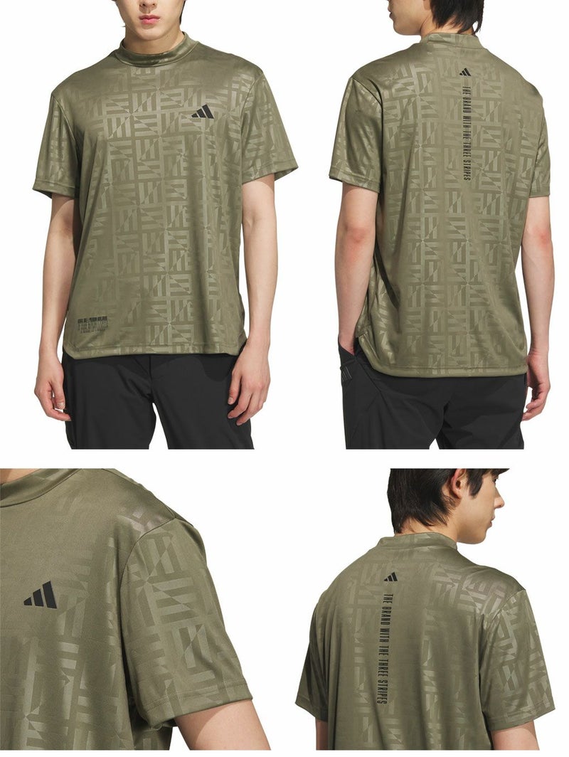 アディダスBOSロゴ柄デボスモックネック半袖シャツKVH25メンズゴルフウェアゴルフ2025春夏モデルadidas日本正規品