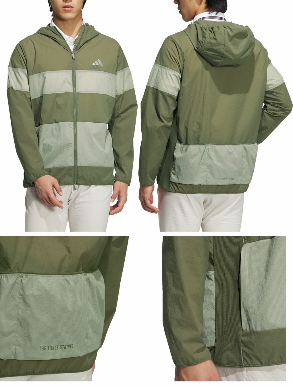 アディダスバックポケット付き軽量撥水フルジップフーディーKVH11メンズゴルフウェアトップス2025春夏モデルadidas日本正規品