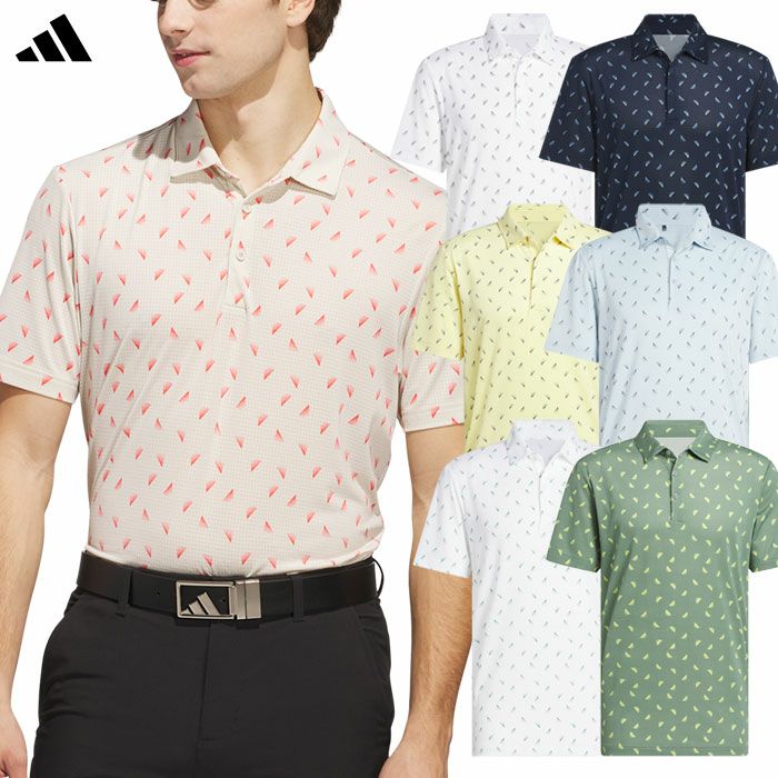 アディダスメッシュ総柄半袖シャツKUH65メンズゴルフウェアゴルフ2025春夏モデルadidas日本正規品