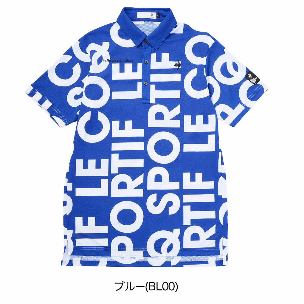 ルコックスポルティフマルチカラーロゴ柄半袖シャツLG5SHS05Mメンズゴルフウェアゴルフlecoqsportifgolf2025春夏モデル日本正規品